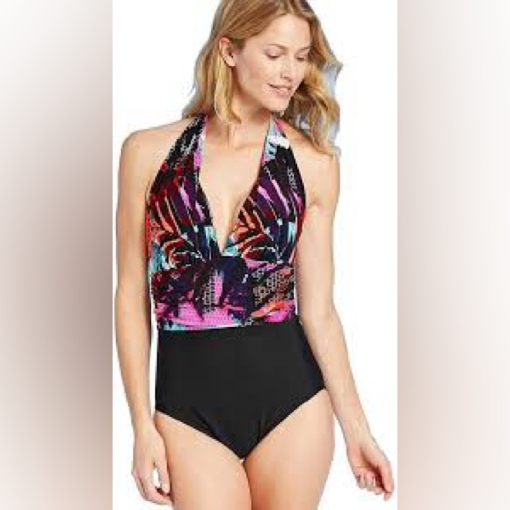 Gathered Waist One Piece Swimsuit Size